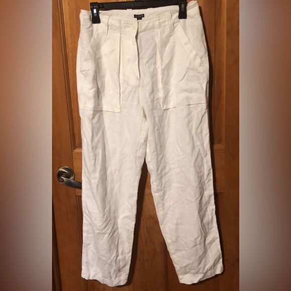 57. J crew White Linen Pants size 4 NWT - Picture 1 of 2